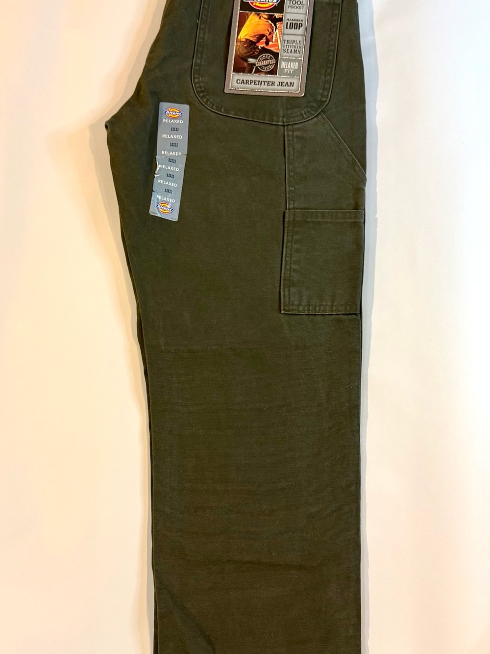Dickies Men's Olive Green Relaxed Carpenter Jeans Size 33x32